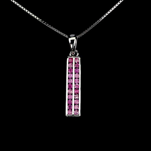 925 Sterling Silver Necklace Ruby Round Diamond Cut Myanmar Gemstone Jewelry