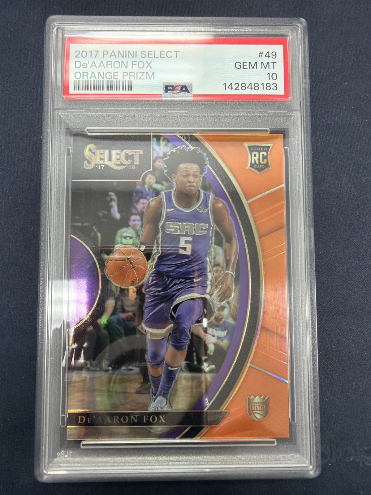 2017 Select De’aaron Fox Orange Prizm Rookie RC /75 #49 PSA 10 Gem Mint HG114