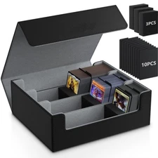 🔥Trading Card Storage Box for 1800+, Leather Storage Box with Strong Closure