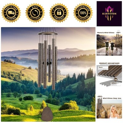 Memorial Wind Chimes 32'' - Elegant Brown Aluminum with Soothing Sounds
