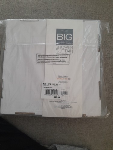 The Big One Shower Curtain And Hooks Set Cole Lattice Taupe - Picture 2 of 5