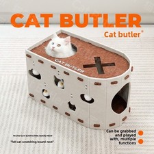 Felt Cat House with Scratch Board Wear-Resistant Double-Layer Pet Bed