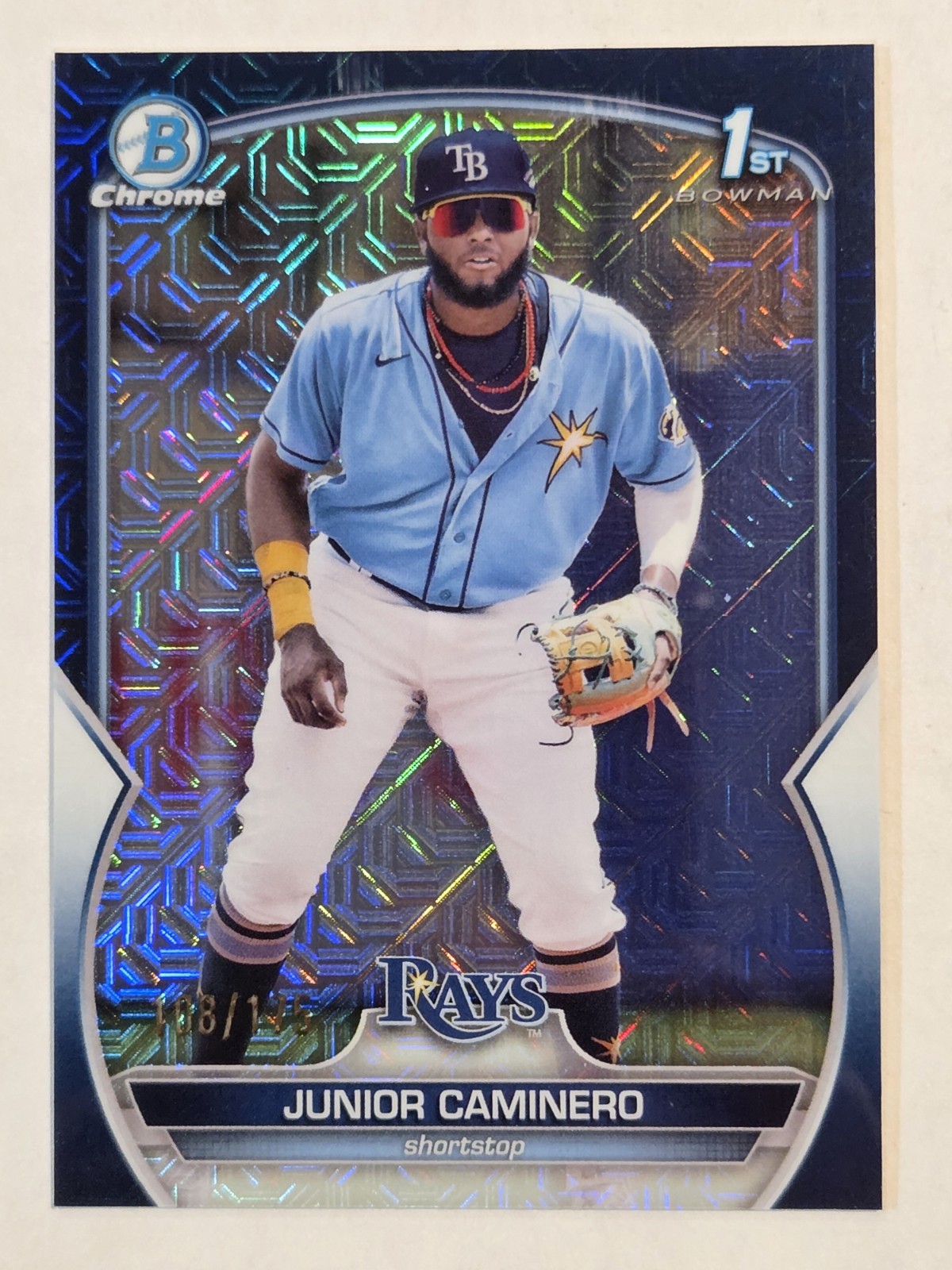 2023 Bowman Chrome 1st JUNIOR CAMINERO Navy Mega Refractor /175 #BCP-61 RAYS