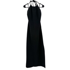 VINTAGE Black Ice Evening Dress Size 6 Gown Black Polyester Y2K Classic Halter