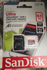 SanDisk Ultra 64GB MicroSDXC I A1 Class 10 Memory Card w/ SD Card Adapter New