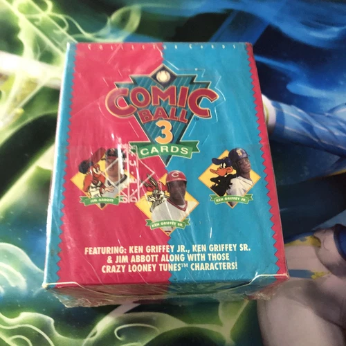 Vintage Comic Ball 3 Cards Sealed Box MLB Baseball Ken Griffey Jr Looney Tunes 9