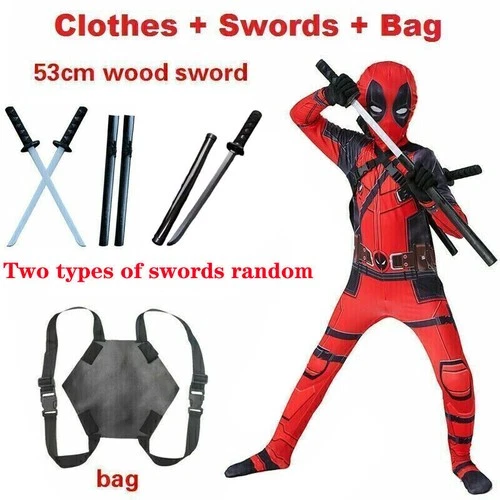 Deadpool Costume Cosplay Kids Bodysuit Boys Children's Day Fancy Dress Party UK - Picture 17 of 18