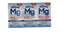 SlowMag Magnesium Tablets Calcium Enrich.-Support Heart & Muscle (120Ct)- 3 pack