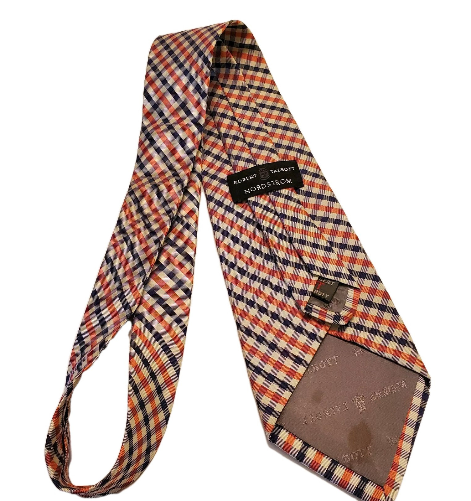 Robert Talbott Necktie Blue & Orange Plaid Patter… - image 5