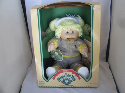 1984 Cabbage Patch Kids Doll Birth Certificate Blue Eyes Blonde Hair VTG New