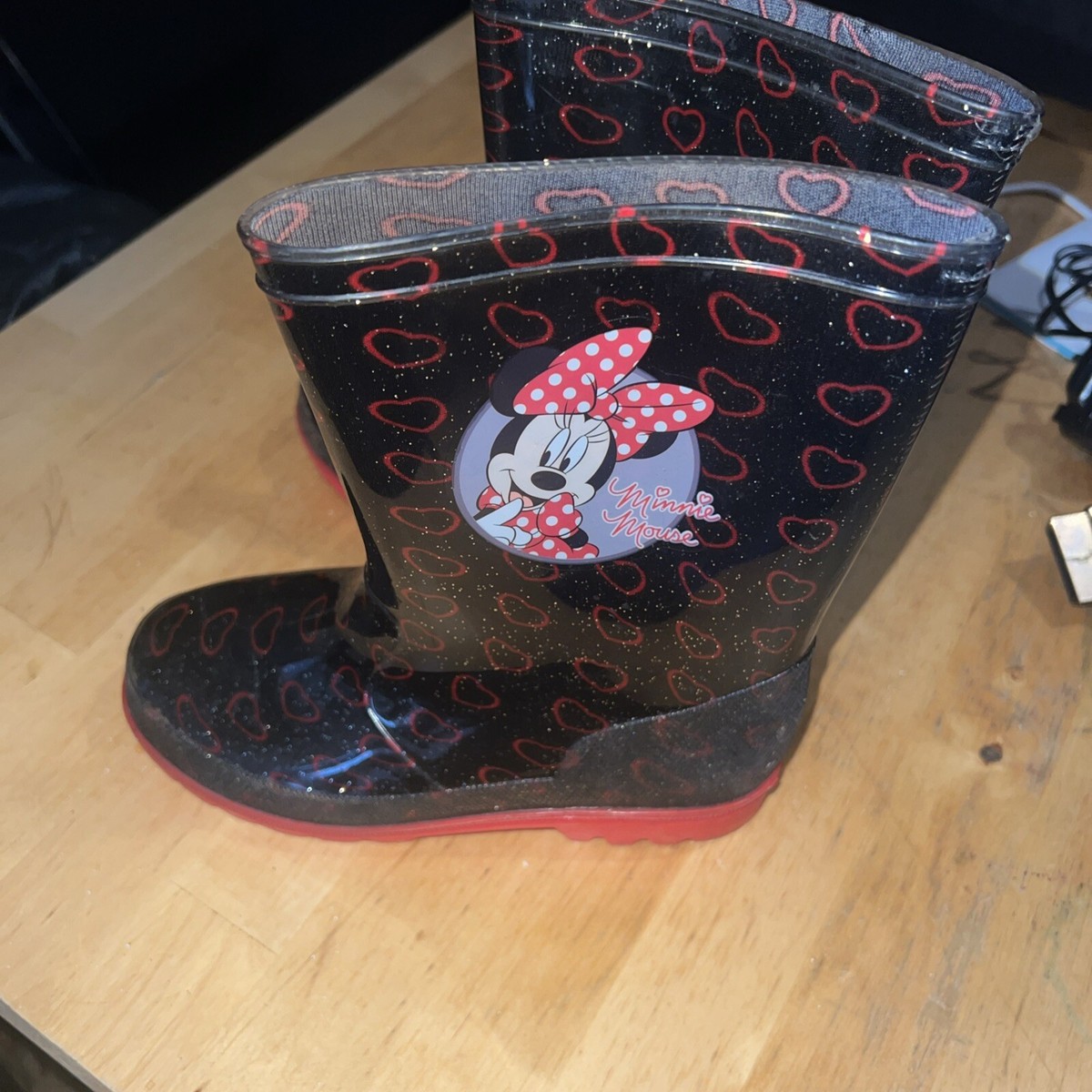 Minnie Mouse Glittery Wellington Boots Wellies Size 13 UK