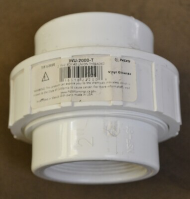 NDS 2  SCH 40 PVC Threaded Union, WU-2000-T