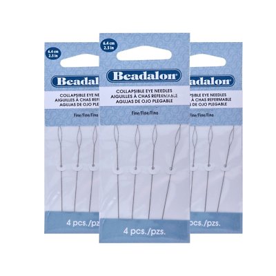 12 Beadalon Collapsible Eye Beading Needles 2.5in FINE