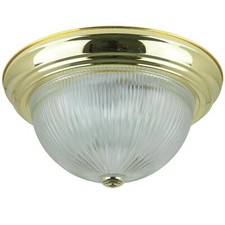 2LT 13" Round Flush Mount Ceiling Light Fixture, Polished Brass Finish, E26, 60W