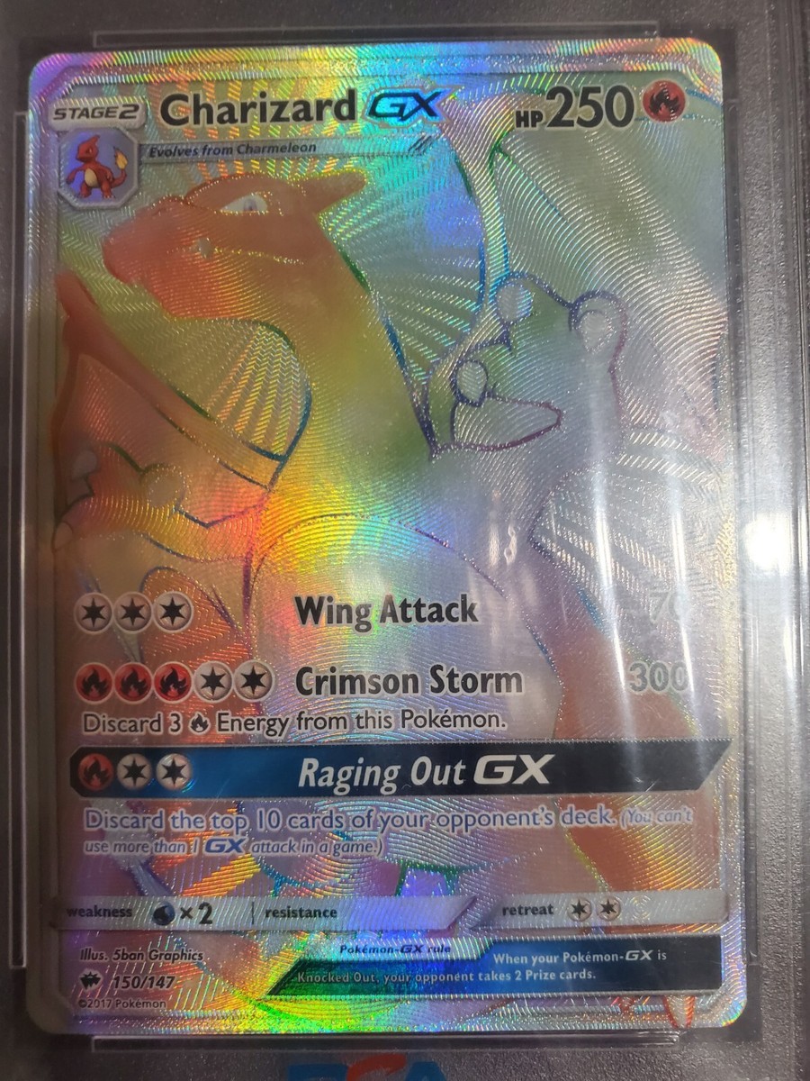 2017 Pokemon Burning Shadows 150/147 Charizard GX Secret Rainbow