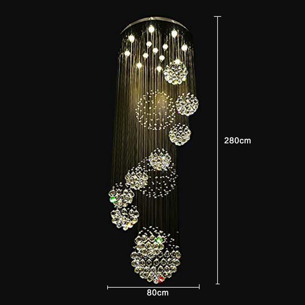 Luxury Crystal Pendant Lamp Rain Drop Spiral Ceiling Light