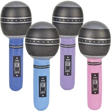 Microphone Inflatables, Assorted Colors - Pack of 12