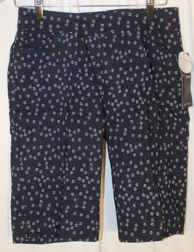 NEW SLIMSATION Golf Walking Shorts Size 8 Solid Navy Blue Print Slimming Pull-On