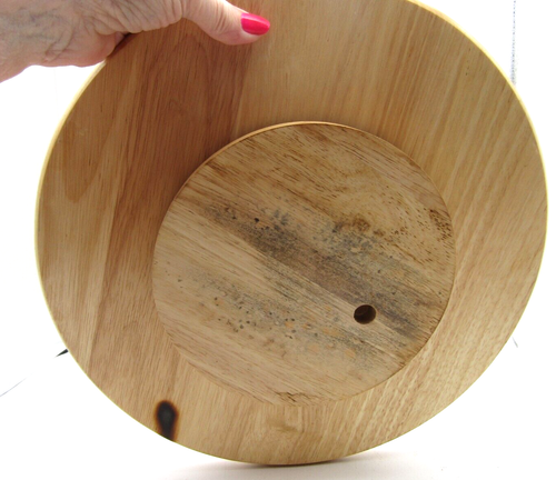 13 3/4" Wooden Lazy Susan Hand Wood Burned Design Organizer for Table Glass Top - Picture 2 of 2