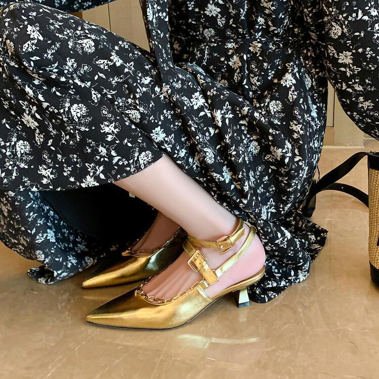 Slingback Kitten Heels Leesechin Women's Pointed Toe Pumps Low