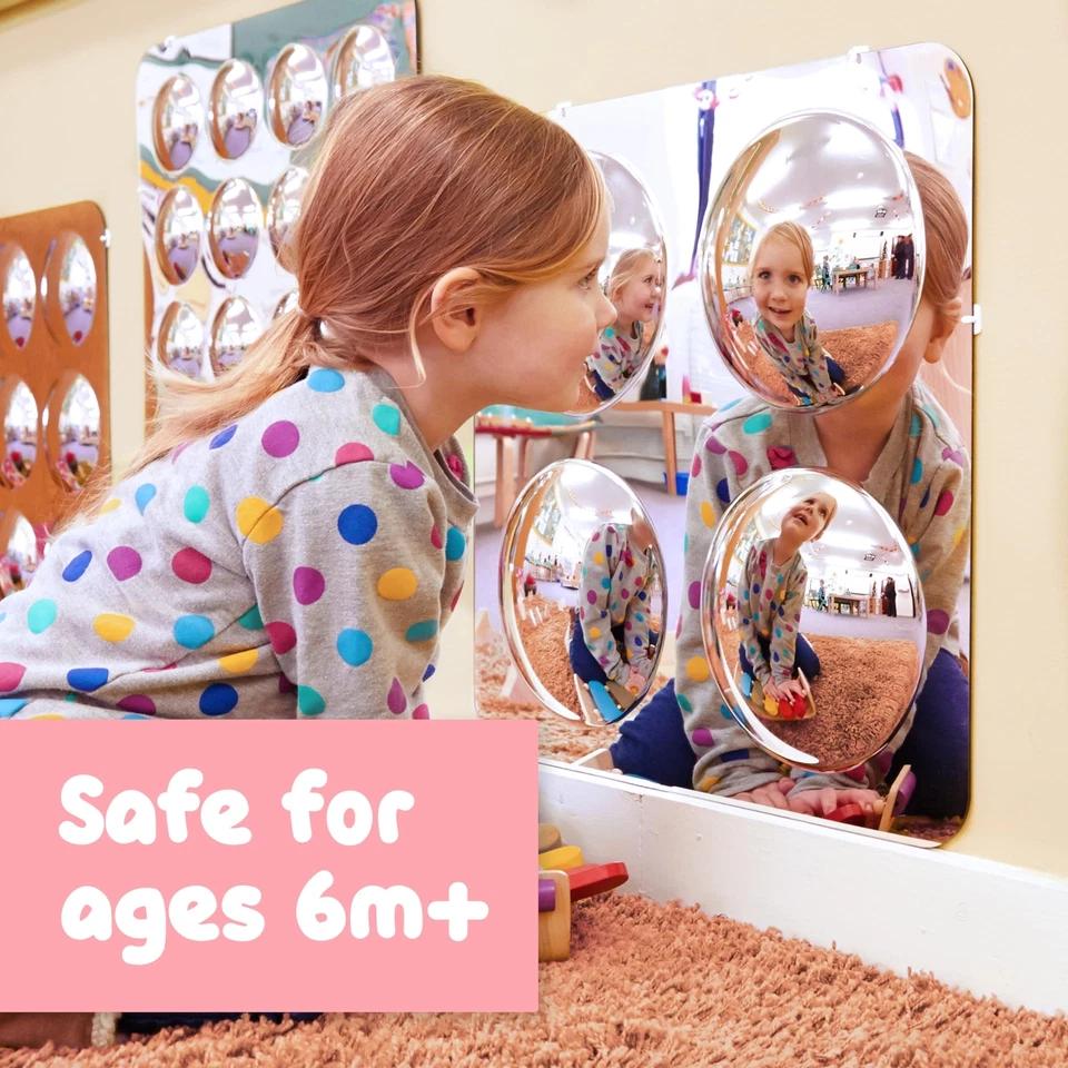 Сенсорное настенное зеркало для ребенка ясельного возраста SPARK & WOW | большое | 4 пузырька | для возраста 6 м+ |... - Изображение 2 из 4