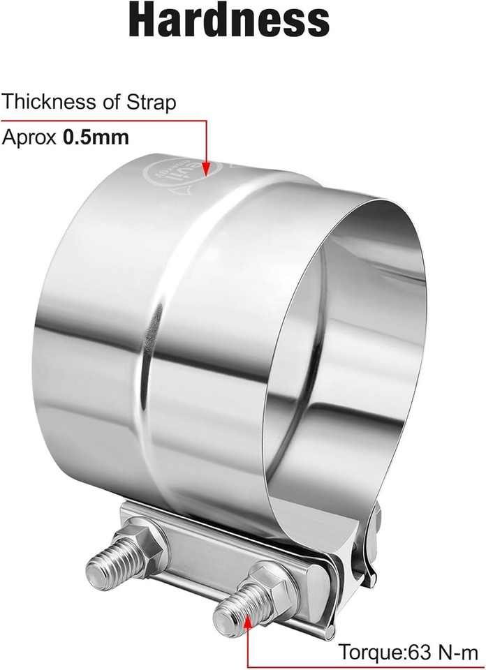 Exhaust Clamps 4 In Confote 5" Stainless Steel T304 Lap Joint Exhaust Band Clamp Step Clamps Fit Catback Muffler 2.5 Exhaust Clamp - Foto 8