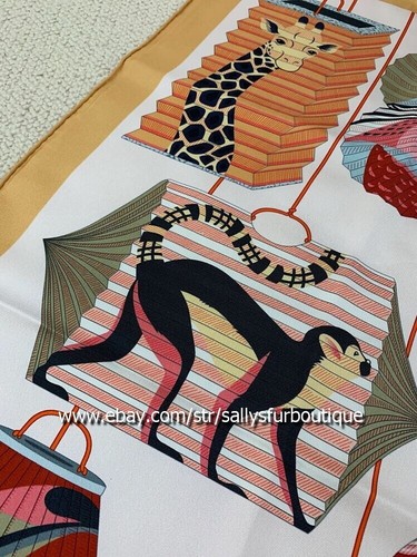 Pure Twill Silk 18 Momme Wrap Scarf Lanterns Print Double Face Square Shawl 35" - Picture 6 of 10