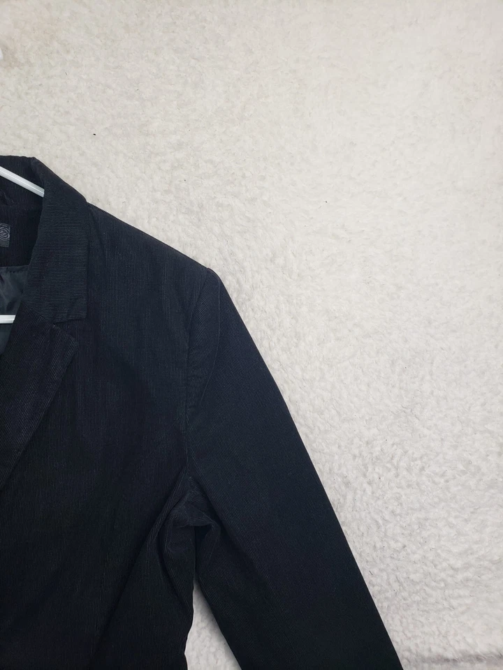 Blazer H&M Mujer Chaqueta 8 Negro Pana Manga Larga Pecho Único Un Botón Foto 3 de 4