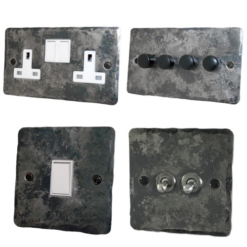 Enchufes rústicos de placa plana plateada FRW-BK, de luz, atenuadores, cocina eBay