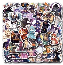 10pcs Mystical Wizard Cat Halloween Stickers- Scrapbook, Journal, DIY Crafts