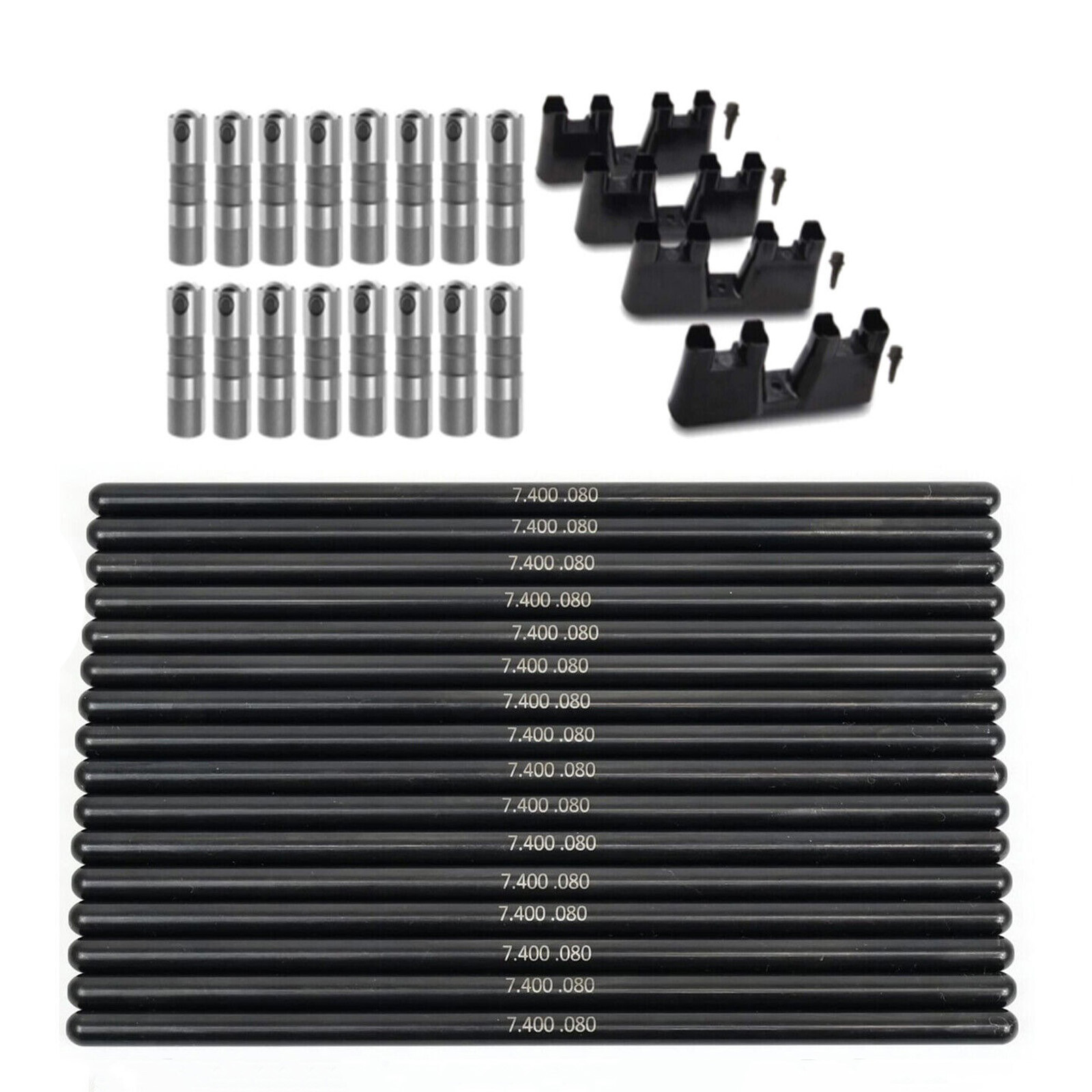 LS Lifters Kit with Trays & 7.400 Pushrods for 4.8L 5.3L 5.7L 6.0L LQ LY LM Engines