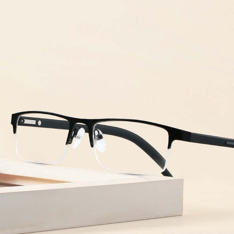 Elderly Presbyopia Glasses Square Half Frame Metal Glasses for mens