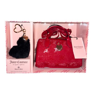 Juicy Couture Cool Red Mini Speedy Crossbody Bag Gift Set W Heart