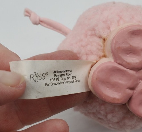 Vintage Russ Berrie Polly Pig Plastic Feet Plush Pink - Picture 7 of 9