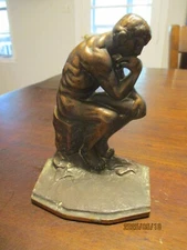 1927 NYC USA BRONZE THINKING MAN SINGLE BOOK END THE THINKER