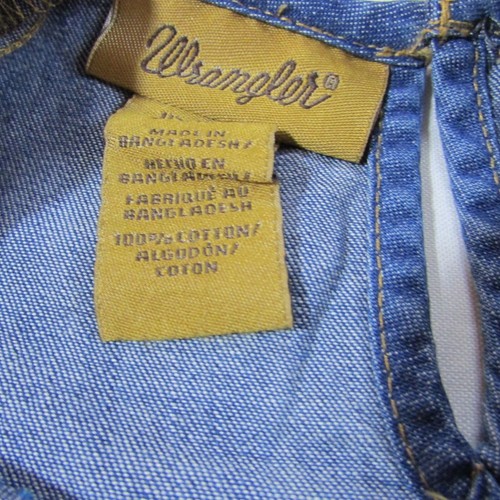 Wrangler Girl's Long Sleeve Denim Embroidered Tunic Top - Blue - Picture 2 of 3