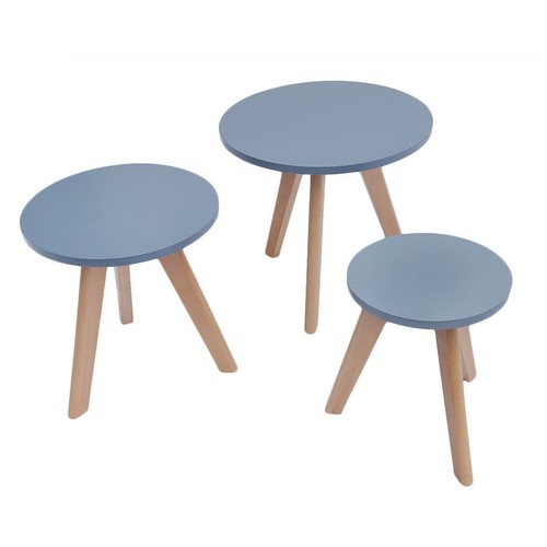 3pcs Nest Round Table Classic Coffee Side Desk Solid Oak Leg For Living Room SY - Picture 10 of 13