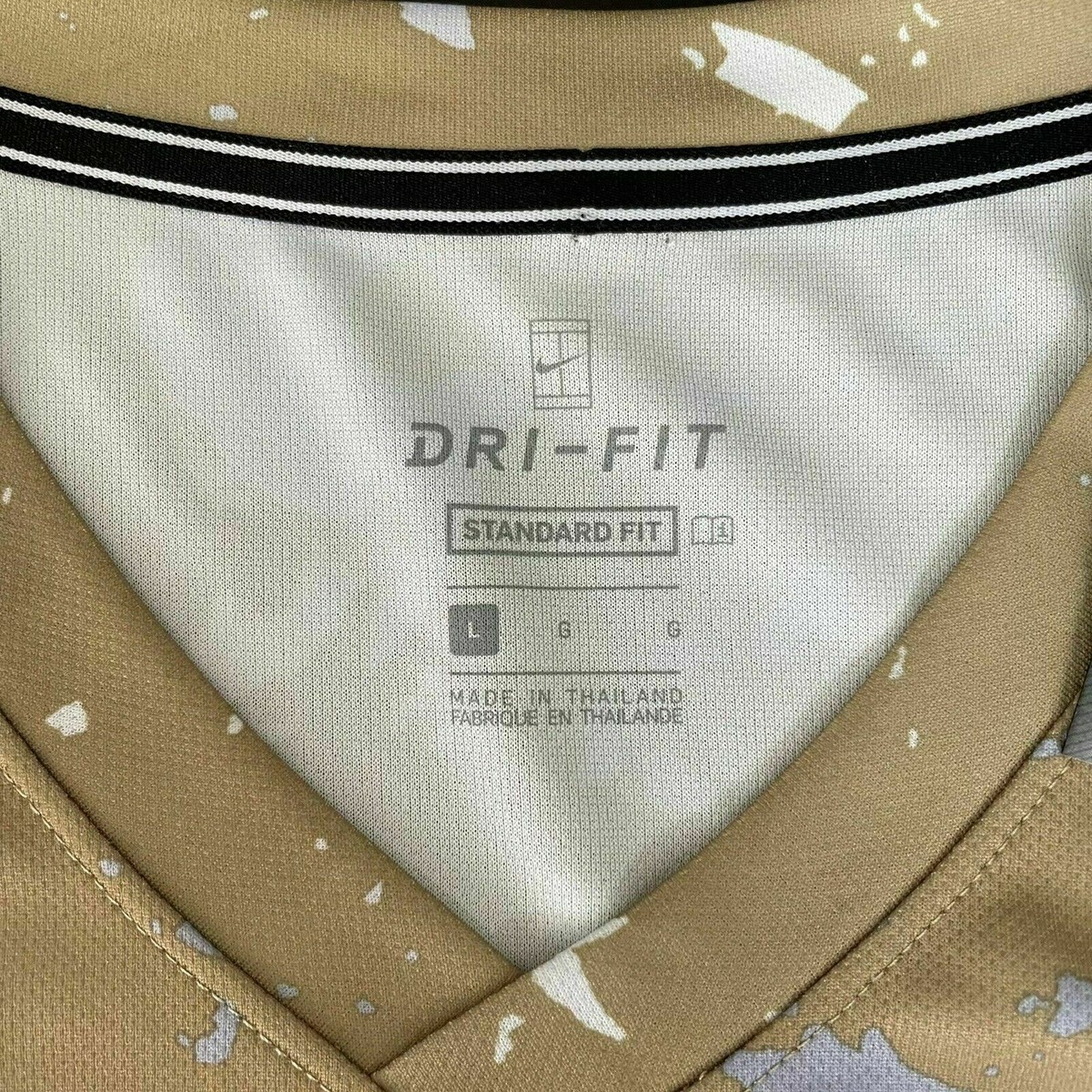 Mens Nike Court Dri-Fit Victory Camo Print Tennis Shirt Gold