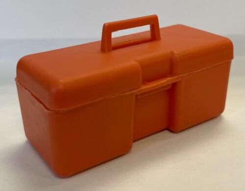 "Boîte à outils vintage Mattel Big Jim orange, fr/Jungle Truck (années 1970), plastique 2 1/2" - Photo 1/10
