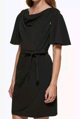 DKNY Women's Scuba Crepe Desk to Dinner Cowl Neck Dress Sz 2 NWT
