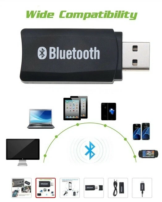 RICEVITORE BLUETOOTH AUTO CASA HANDFREE AUDIO 3.5MM ADATTATORE AUX MUSICA STEREO - Immagine 2 di 3