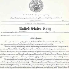 1963 Navy Certificate of  Appointment Machinist Mate 1st Class Harold J Cook AB7