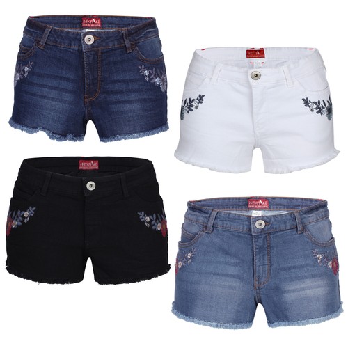 Ladies Denim Shorts Stretchy Distressed 