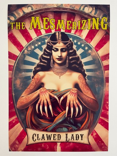 Clawed Lady Freak Show Poster Zirkus Kunst Retro Karneval Freakshow Poster - Bild 1 von 5