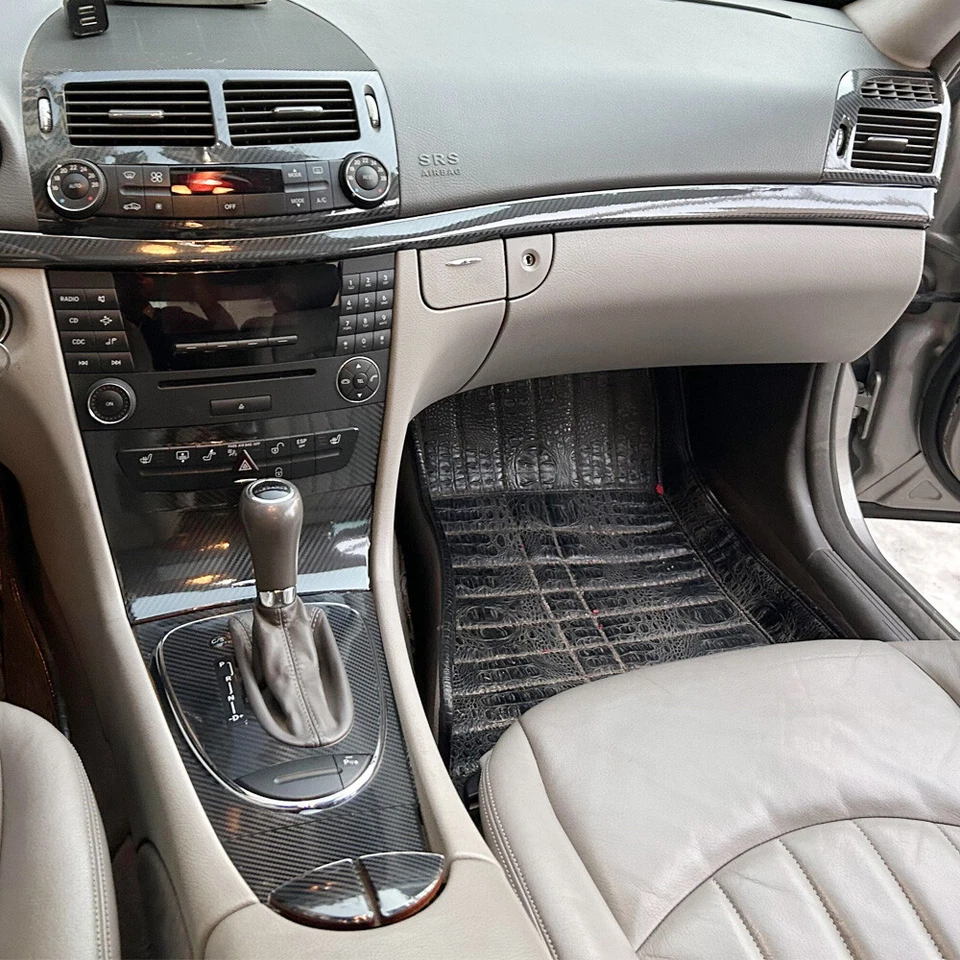 For Benz E Class W211 2003-2008 5D Carbon Fiber Sticker Inner Panel Trim Foto 2 de 4