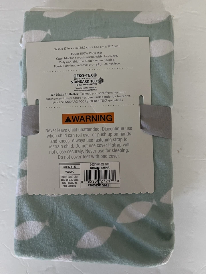 Cubierta de almohadilla cambiadora Cloud Island Aqua Blue Fish bebé lavable a máquina NUEVO Foto 2 de 3