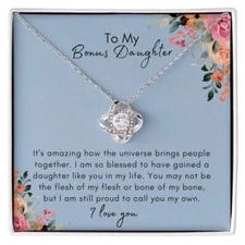 To My Bonus Daughter Necklace, Bonus Daughter Christmas Gift, Step Daughter Gift