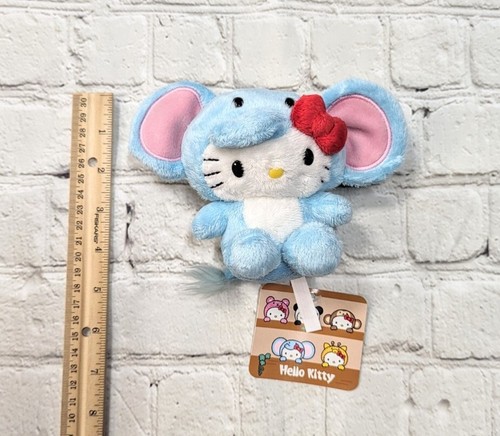 Hello Kitty ELEFANTE AZUL Mini Safari Animal de la Selva Peluche 5" 2013 Sanrio RARO - Imagen 3 de 4