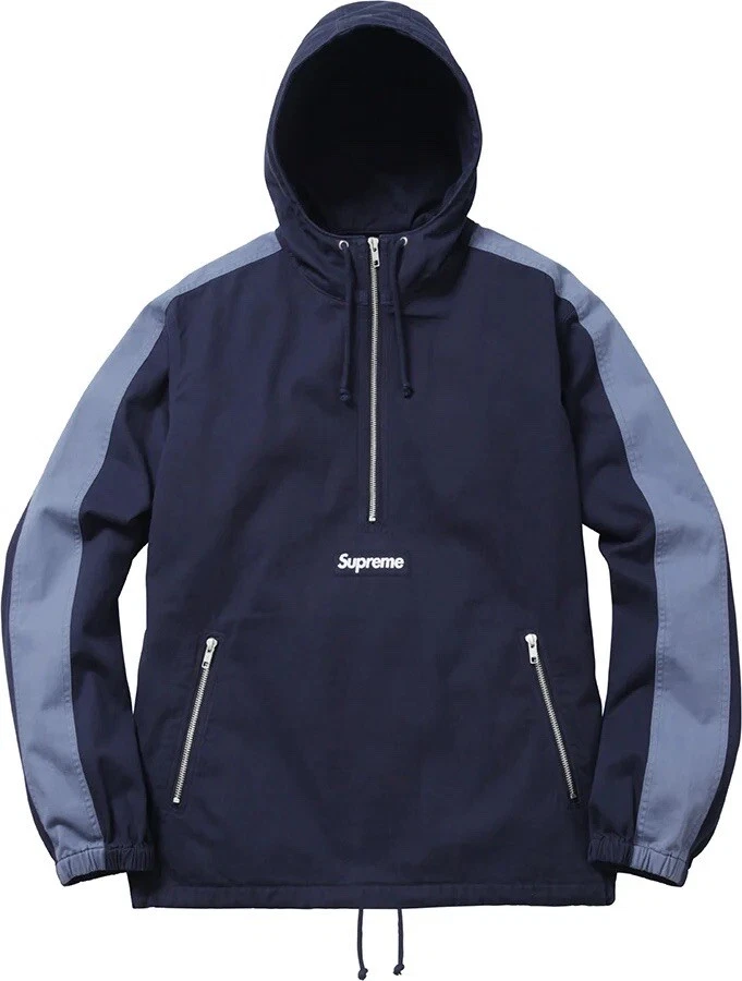 Supreme SS16 TWILL ANORAK VESTE MARINE NEUVE AVEC ÉTIQUETTES TAILLE XL BOITE LOGO
