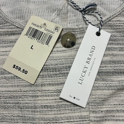 NWT Lucky Brand Sz. L Tank Top Stripe Button-down Sleeveless Tie